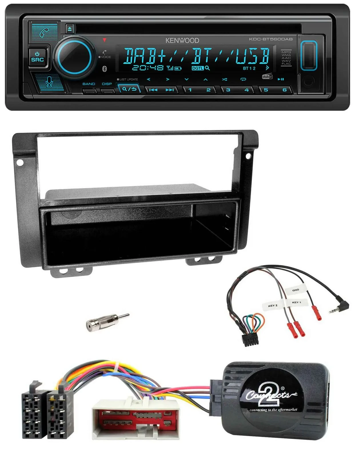 Автомагнитола Kenwood Bluetooth DAB CD USB для Land Rover Freelander 2004-200 (совместима с кнопками на руле)