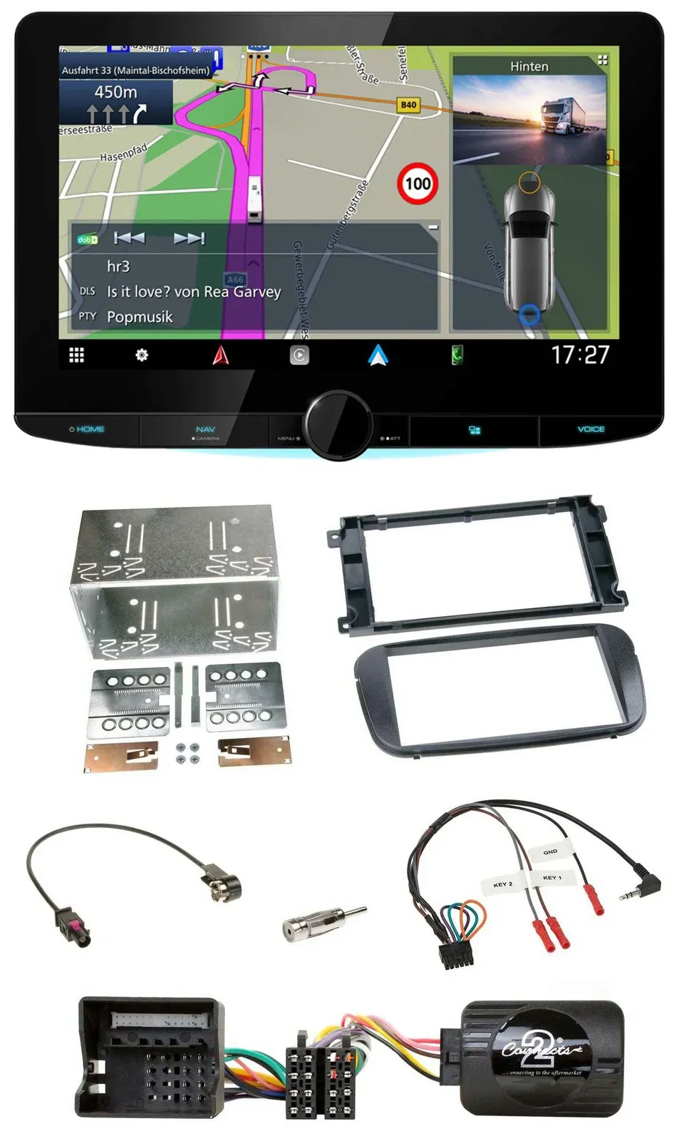 Kenwood Bluetooth DAB TMC 2DIN Lenkrad USB Navigation für Ford Focus C Max Galax