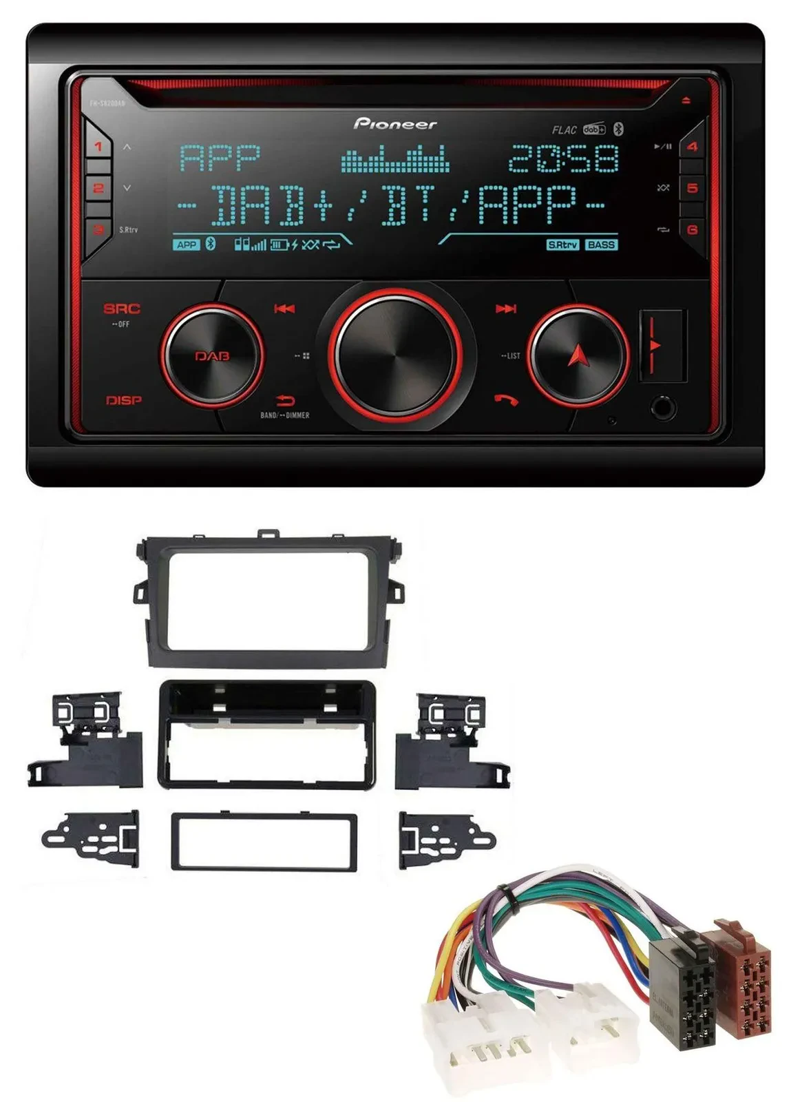Автомагнитола Pioneer 2DIN DAB MP3 Bluetooth USB CD для Toyota Corolla (2009–2013), серебристая
