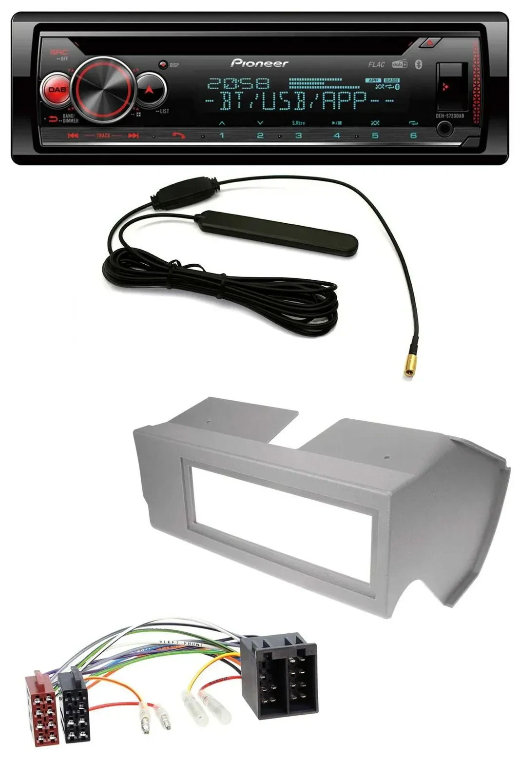 Автомагнитола Pioneer CD/USB/DAB/MP3 Bluetooth для Fiat Panda (до 2002), серый