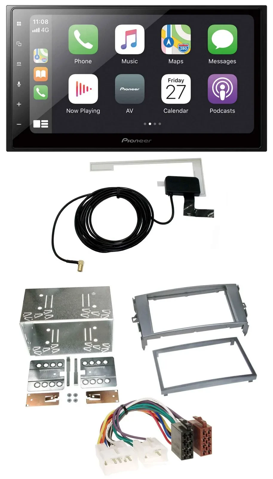 Pioneer USB MP3 2DIN Bluetooth DAB Autoradio für Toyota Auris 07-12 anthrazit-gr