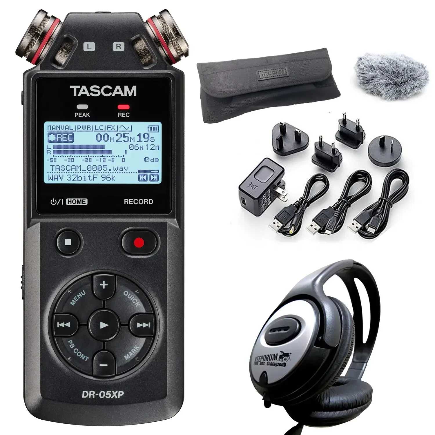 Рекордер Tascam DR-05XP с аксессуарами