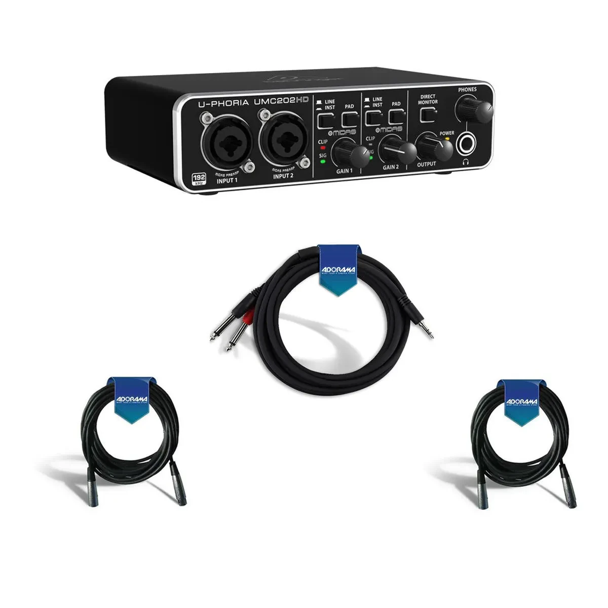 Behringer U-PHORIA UMC202HD - USB 2.0 Audio Interface - Bundle With 10' 3.5mm St