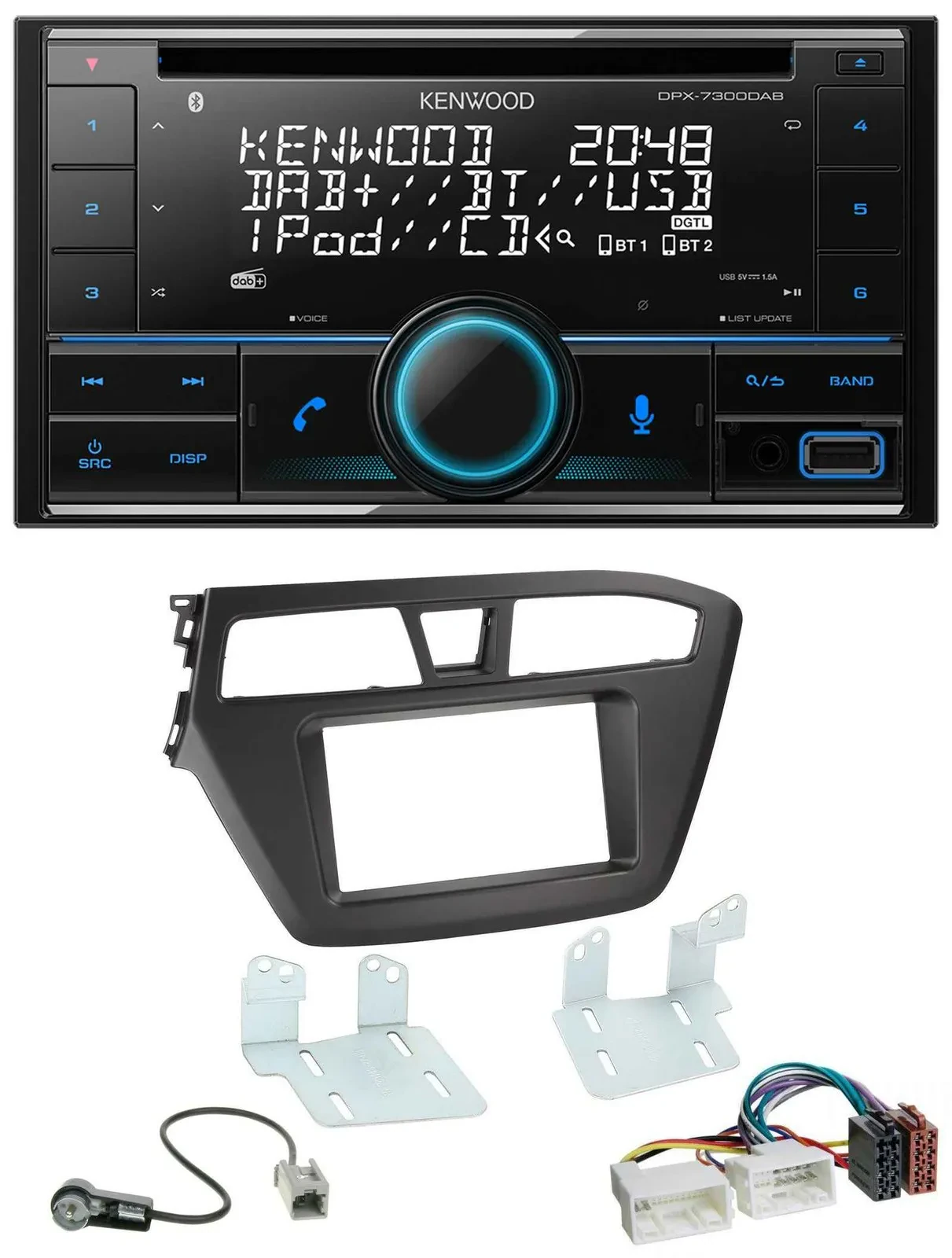 Автомагнитола Kenwood 2-DIN CD DAB USB MP3 Bluetooth для Hyundai i20 (2014–2020)