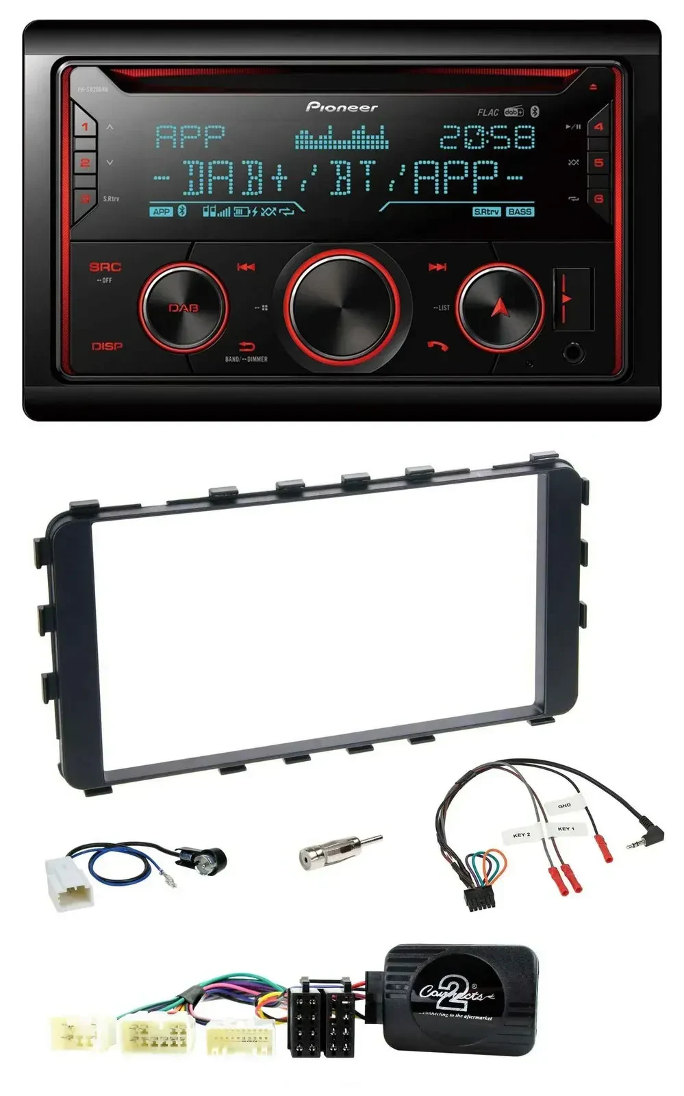 Pioneer 2DIN DAB Lenkrad Bluetooth USB CD Autoradio für Toyota Yaris 06-11 OEM-N