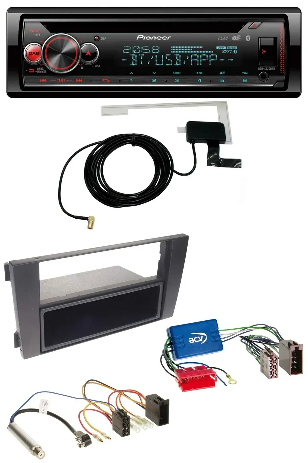Автомагнитола Pioneer DAB, CD, MP3, USB, Bluetooth для Audi A6 C5 (2001–2005)