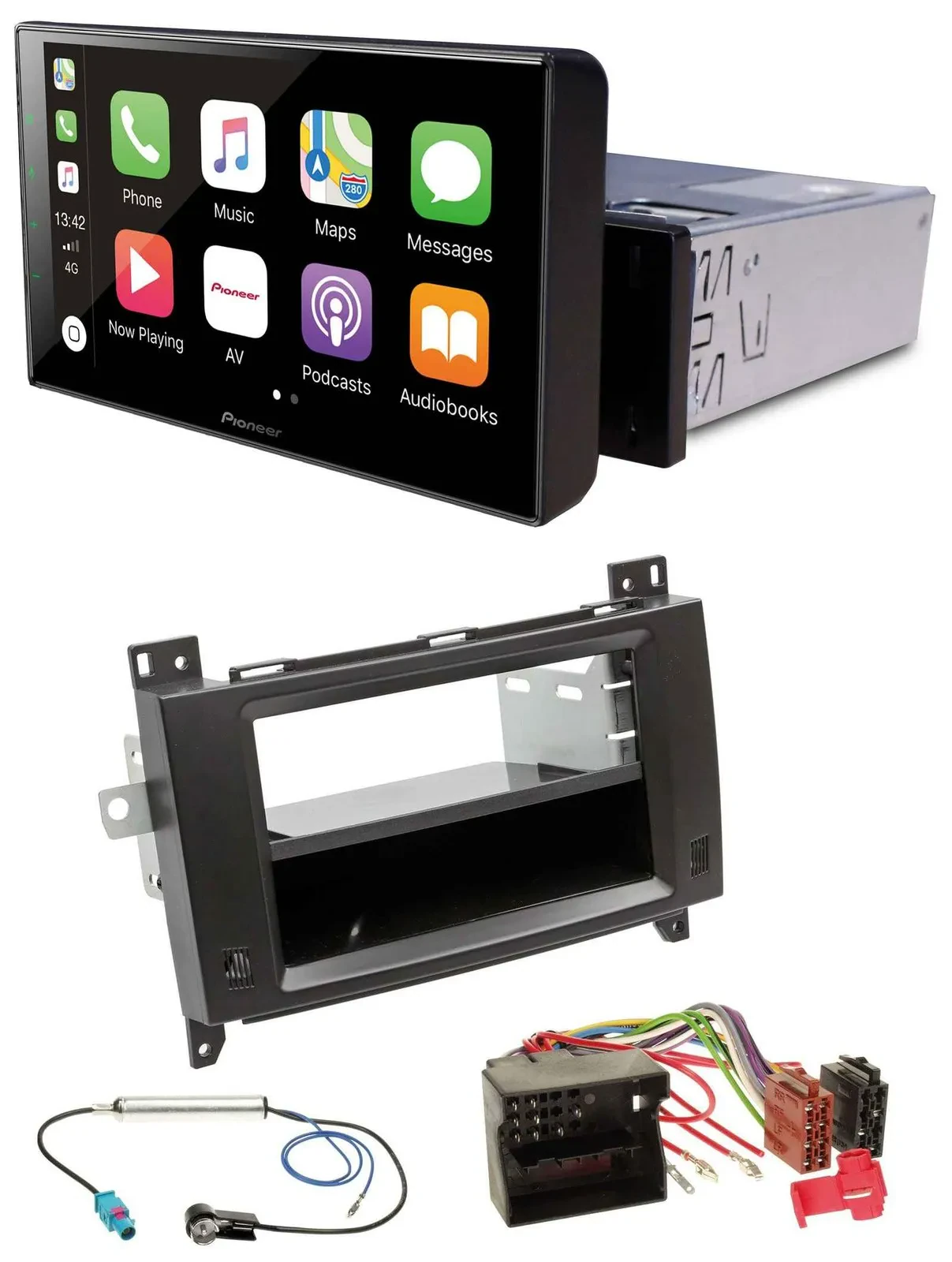 Автомагнитола Pioneer Bluetooth, DAB, USB, MP3 для Mercedes Viano/Vito (2006–2014) чёрная