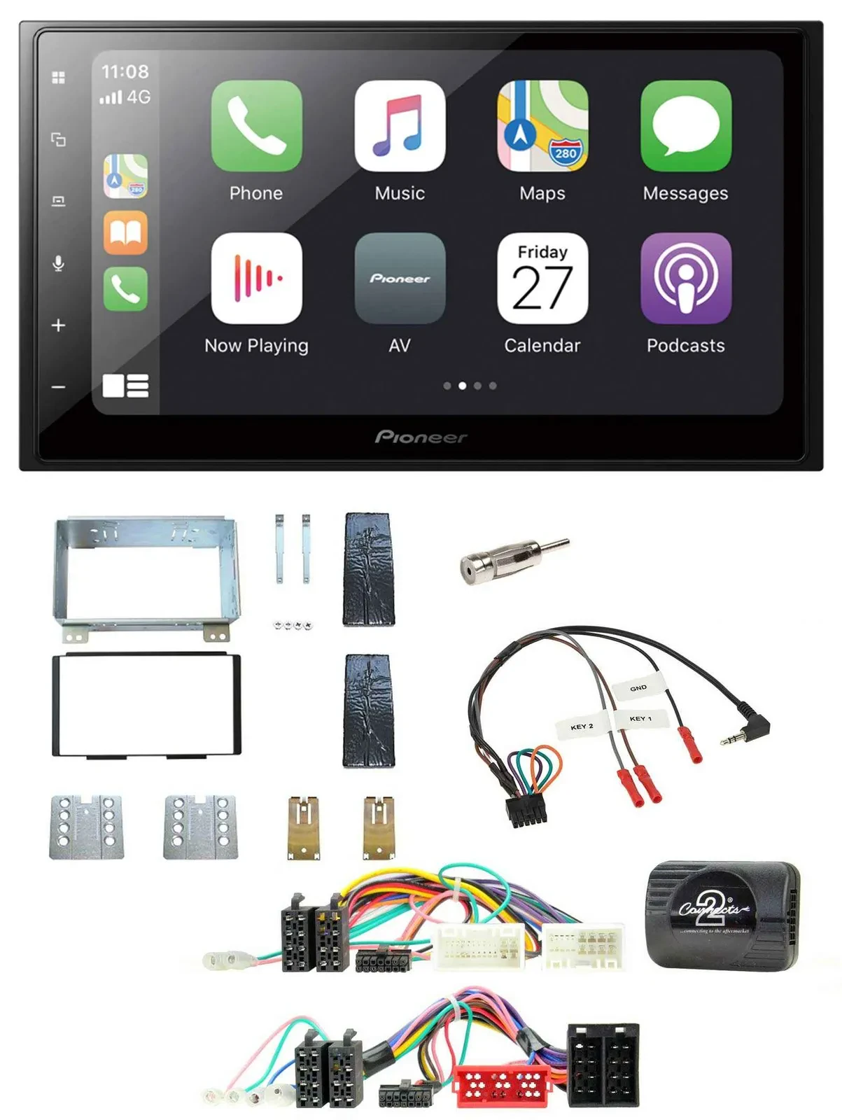 Pioneer Lenkrad Bluetooth DAB 2DIN USB Autoradio für KIA Carnival II VQ 2006-201