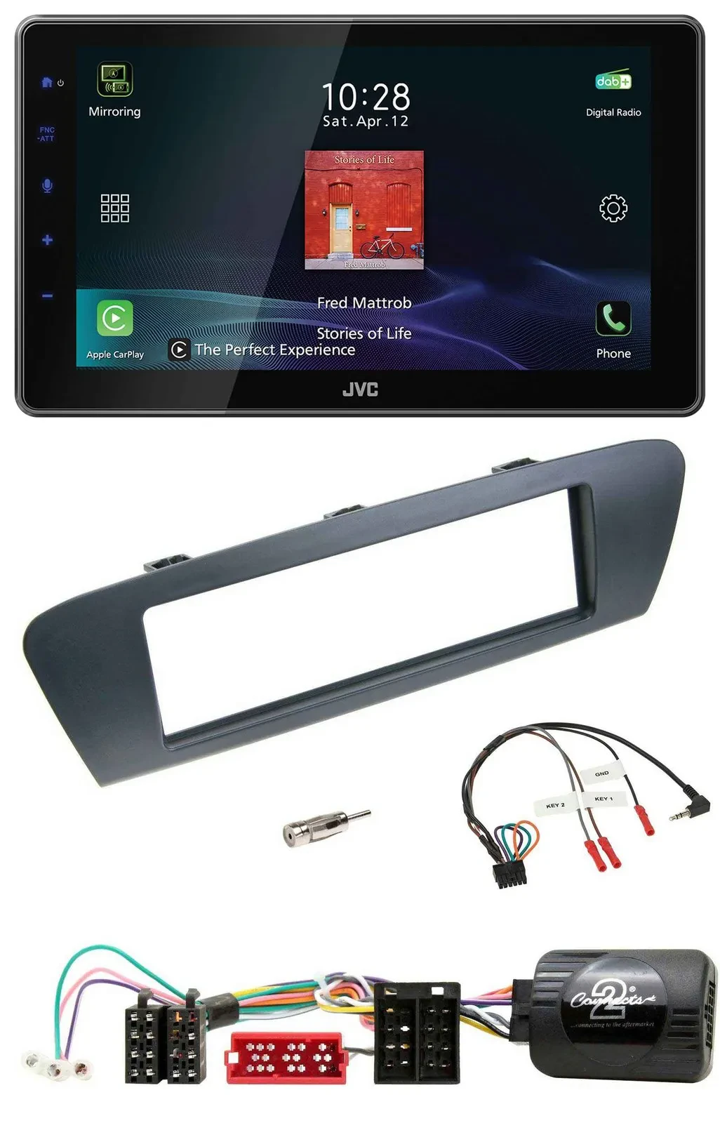 Автомагнитола для Renault Grand Scenic (с 2009) JVC DAB, Bluetooth, USB, ISO, поддержка кнопок на руле