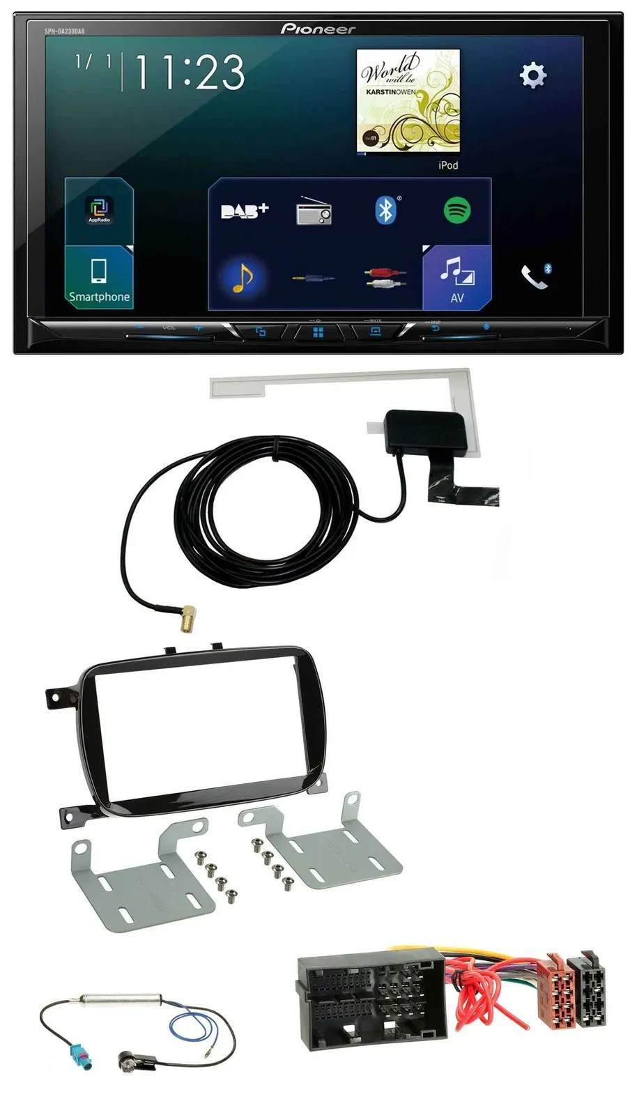 Pioneer 2DIN DAB USB MP3 Bluetooth Autoradio für Fiat 500X ab 2016 klavierlack s