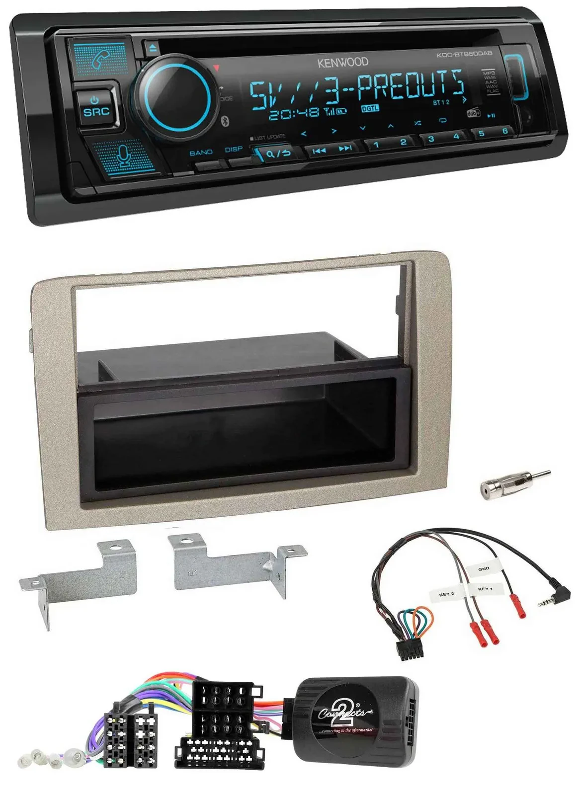 Автомагнитола для Lancia Musa (2004–2012) Kenwood Bluetooth, USB, CD, DAB, поддержка управления на руле