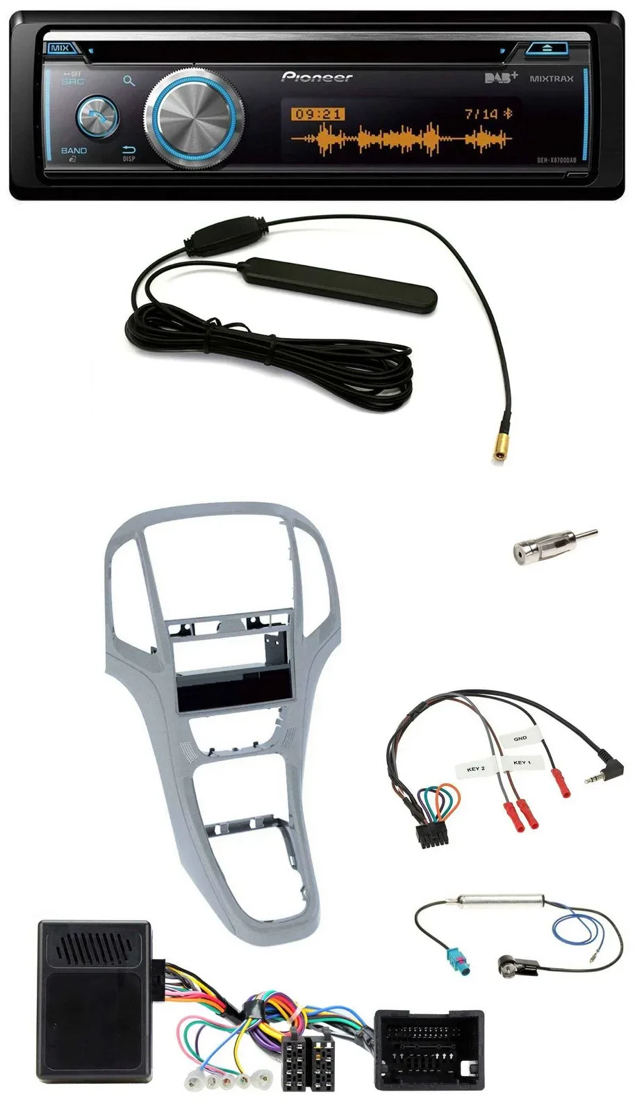 Pioneer CD USB Bluetooth DAB Lenkrad Autoradio für Opel Astra J 09-16 Platin sil