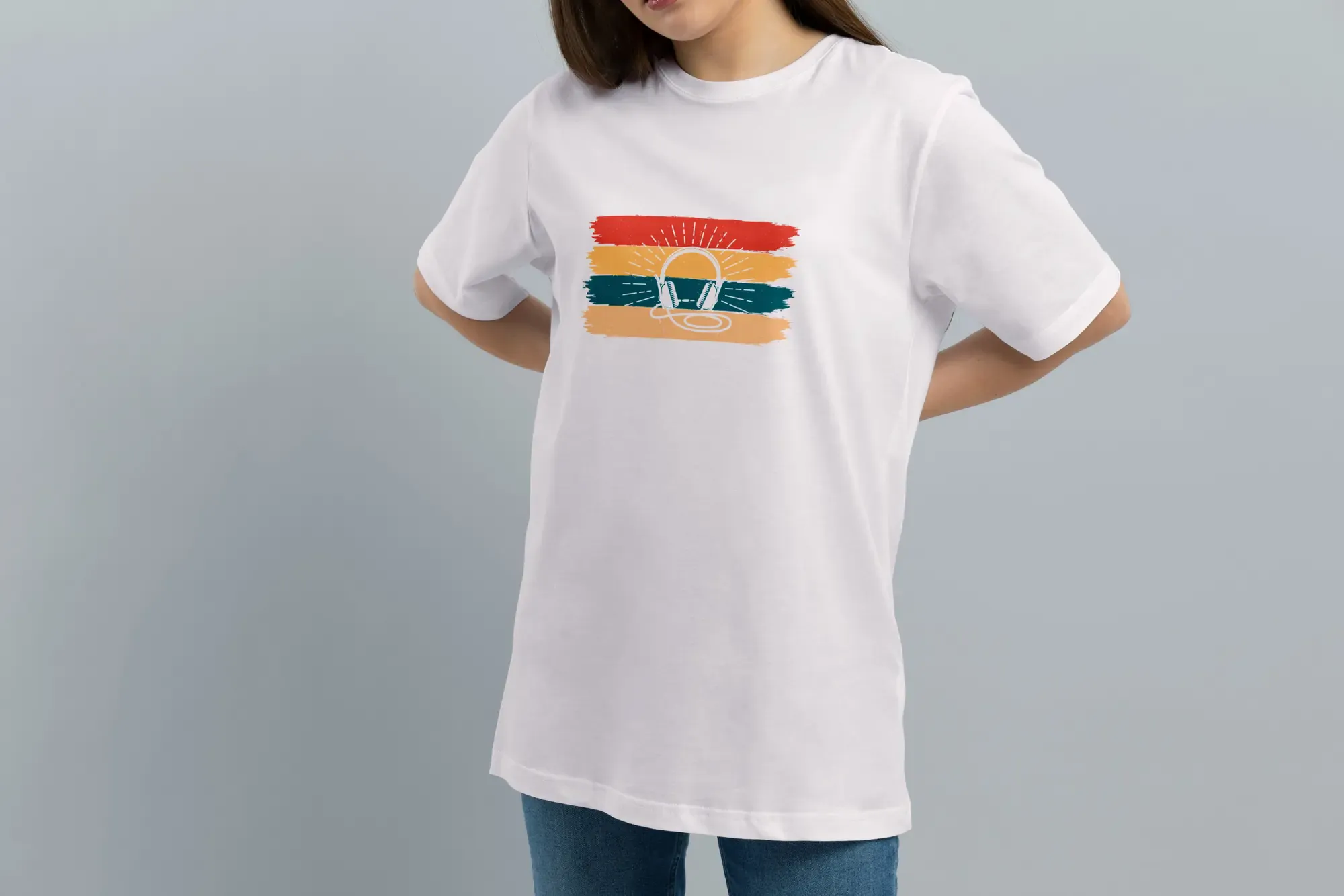 Футболка Popmerch MWXS130 "Headphones On Colors" белая, мужская, размер XS