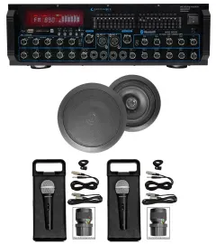 MM2000BT Bluetooth Karaoke Mixer System+(2) 6.5" Black Ceiling Speakers