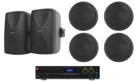 JBL VMA2120 2-Ch Commercial 70V Amplifier+(2) Wall+(4) Ceiling Speakers in Black