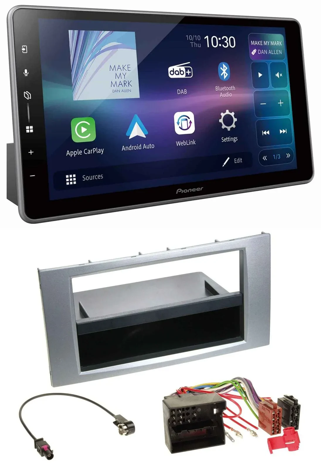 Автомагнитола Pioneer Bluetooth USB DAB MP3 для Ford Fiesta/Focus 2004–2008 серебристая