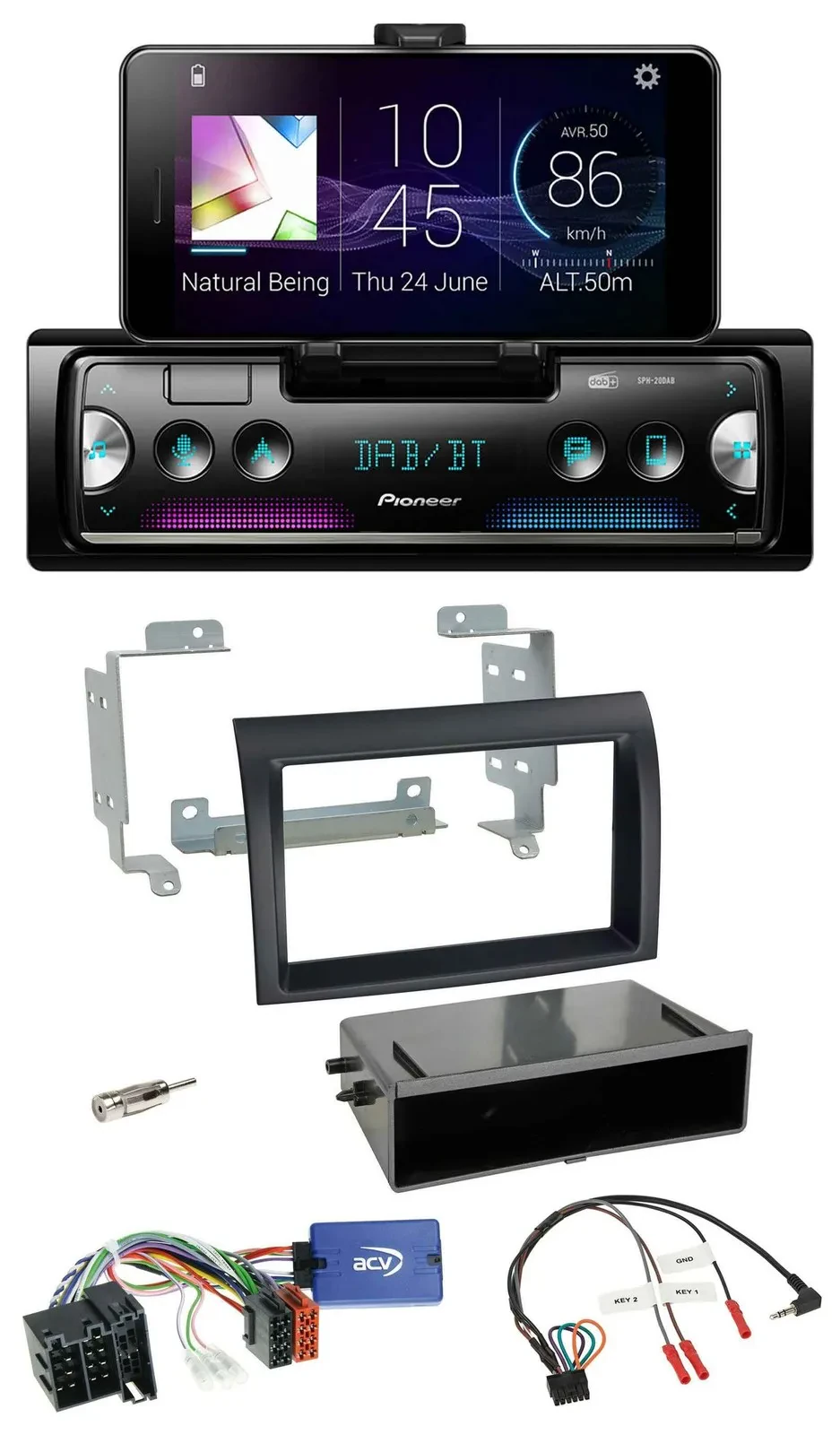 Pioneer USB Lenkrad Bluetooth DAB Autoradio für Fiat Ducato 08-11 schwarz Profi