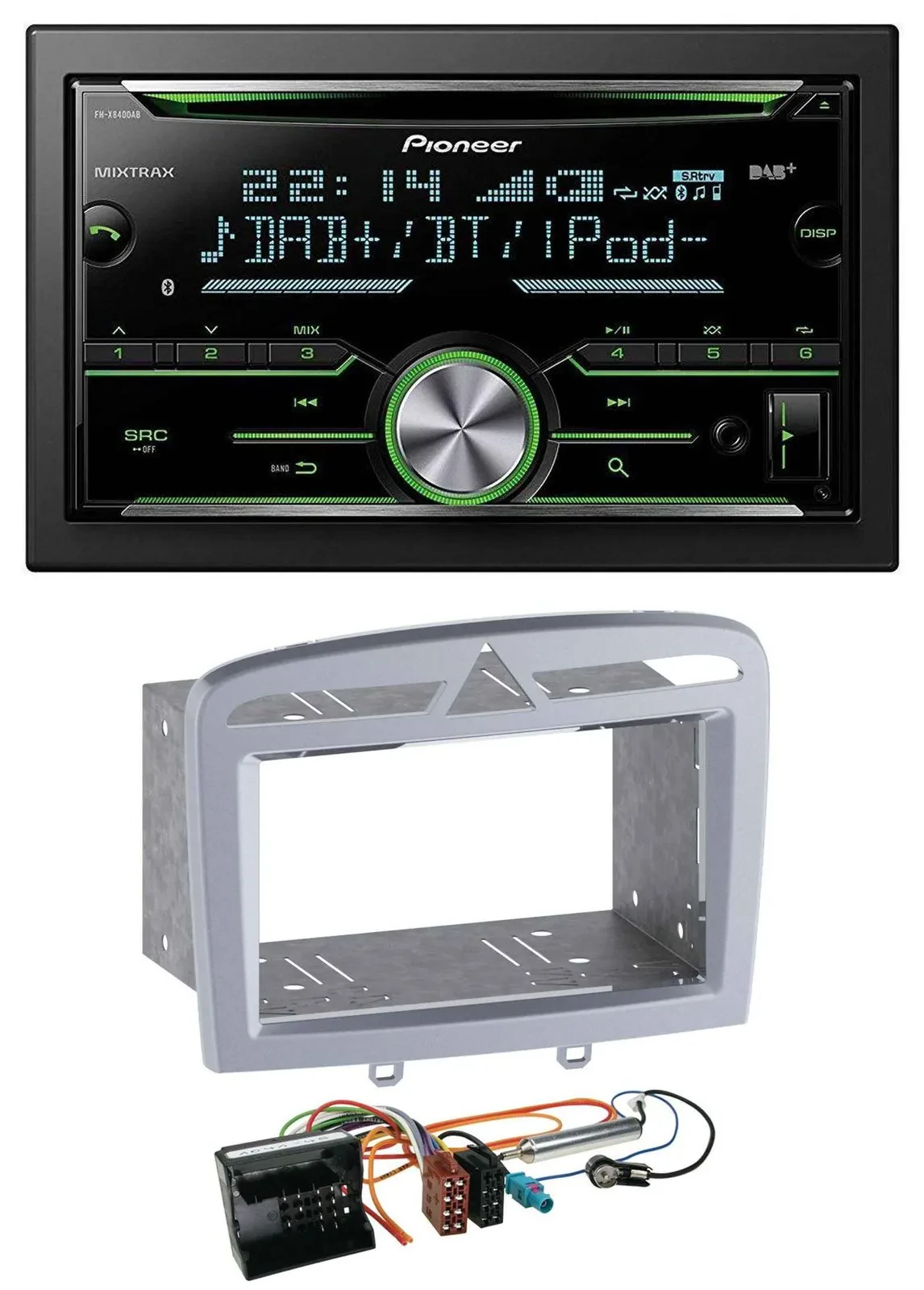 Автомагнитола Pioneer 2DIN, Bluetooth, DAB, USB, CD для Peugeot 308 (2009–2013), тёплое серебро