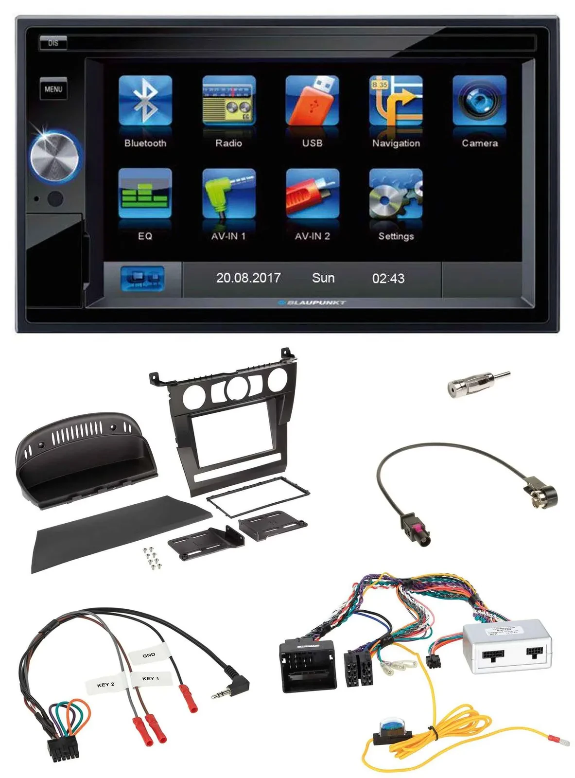 Blaupunkt SD USB TMC Bluetooth 2DIN Lenkrad Navigation für BMW 5er 2007 E60 ohne