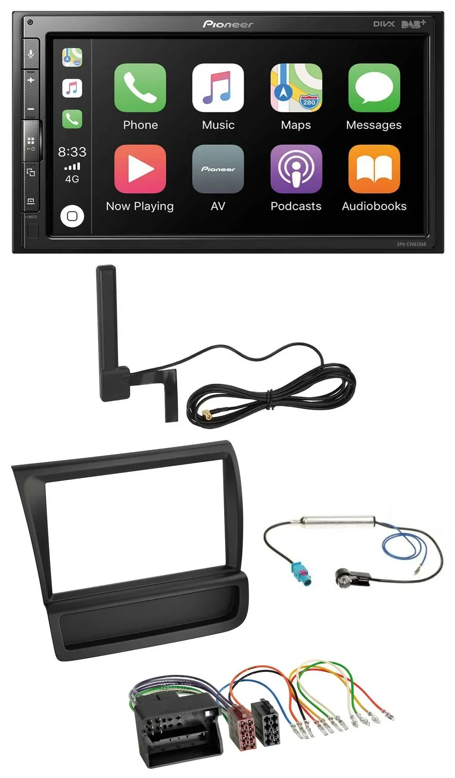 Автомагнитола для Audi R8 (42, 2006–2015) Pioneer 2 DIN, Bluetooth, DAB, USB, MP3