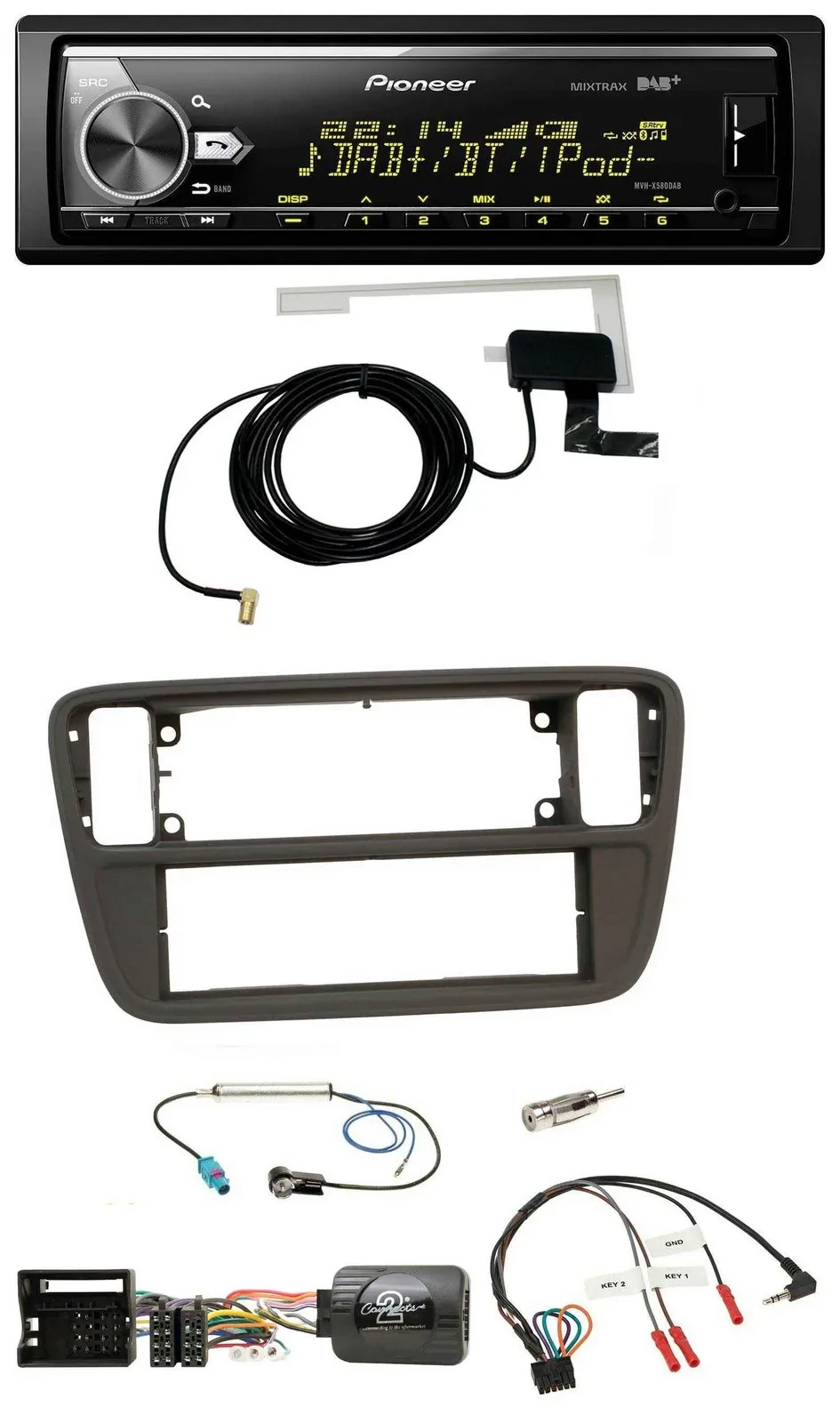 Pioneer Bluetooth DAB USB Lenkrad Autoradio für VW Up AA AAN 11-16 schwarz