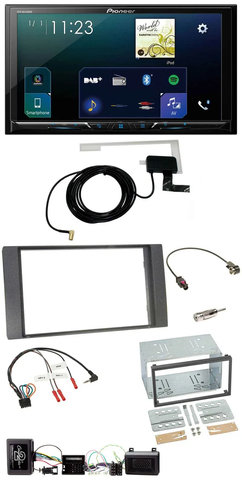 Pioneer 2DIN DAB USB Lenkrad Bluetooth Autoradio für Ford Kuga 08-12 anthrazit