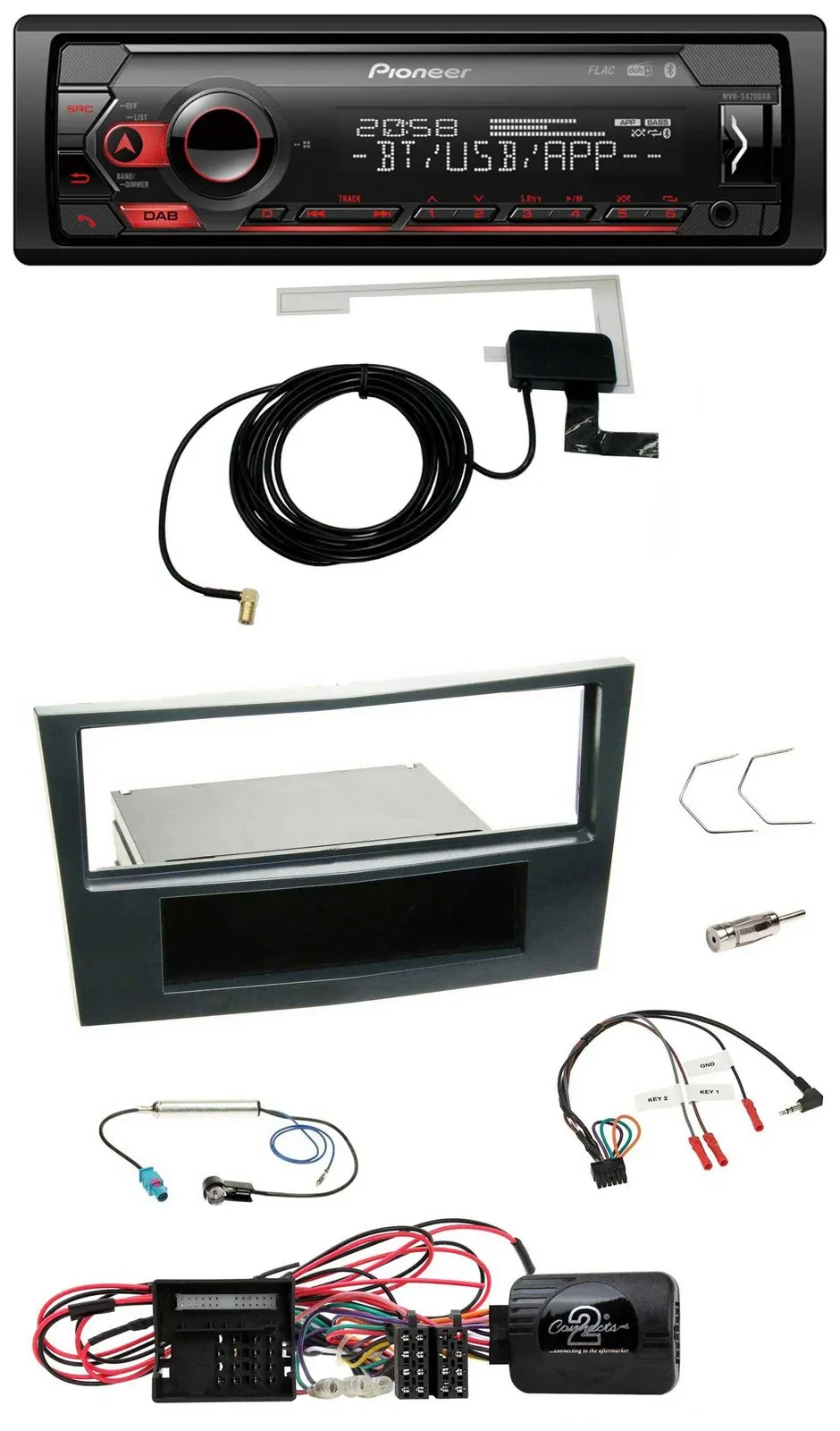 Pioneer DAB USB Lenkrad Bluetooth Autoradio für Opel Corsa D Schwarz 09-14