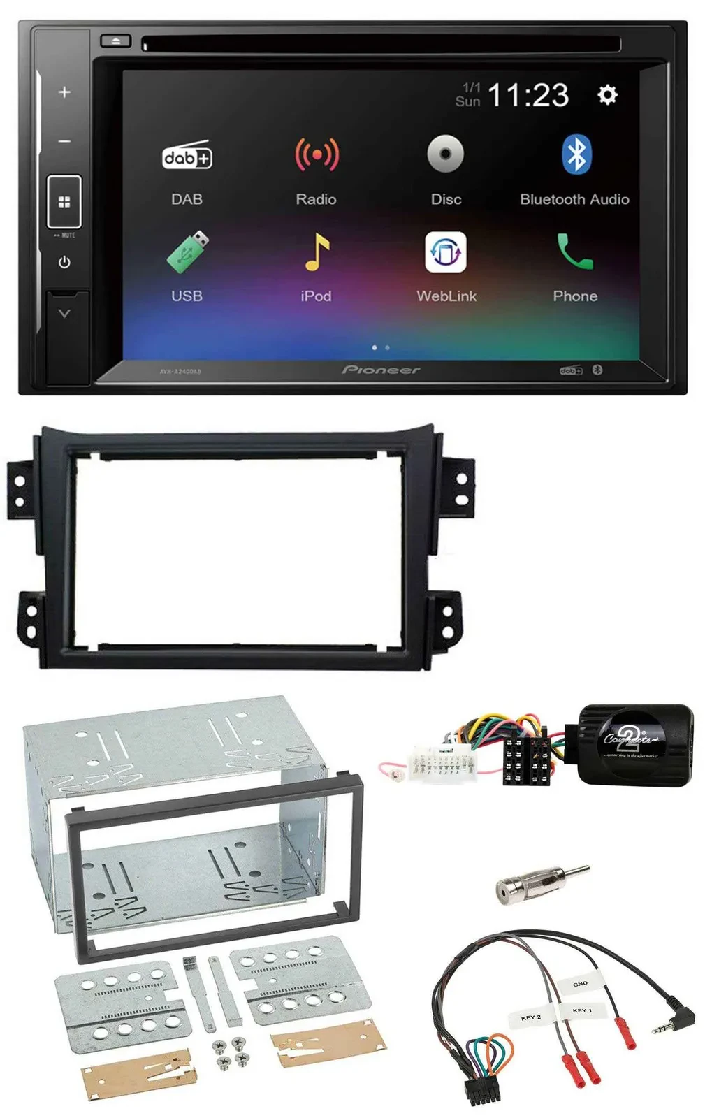 Pioneer Bluetooth Lenkrad USB 2DIN DAB DVD Autoradio für Opel Agila B Suzuki Spl