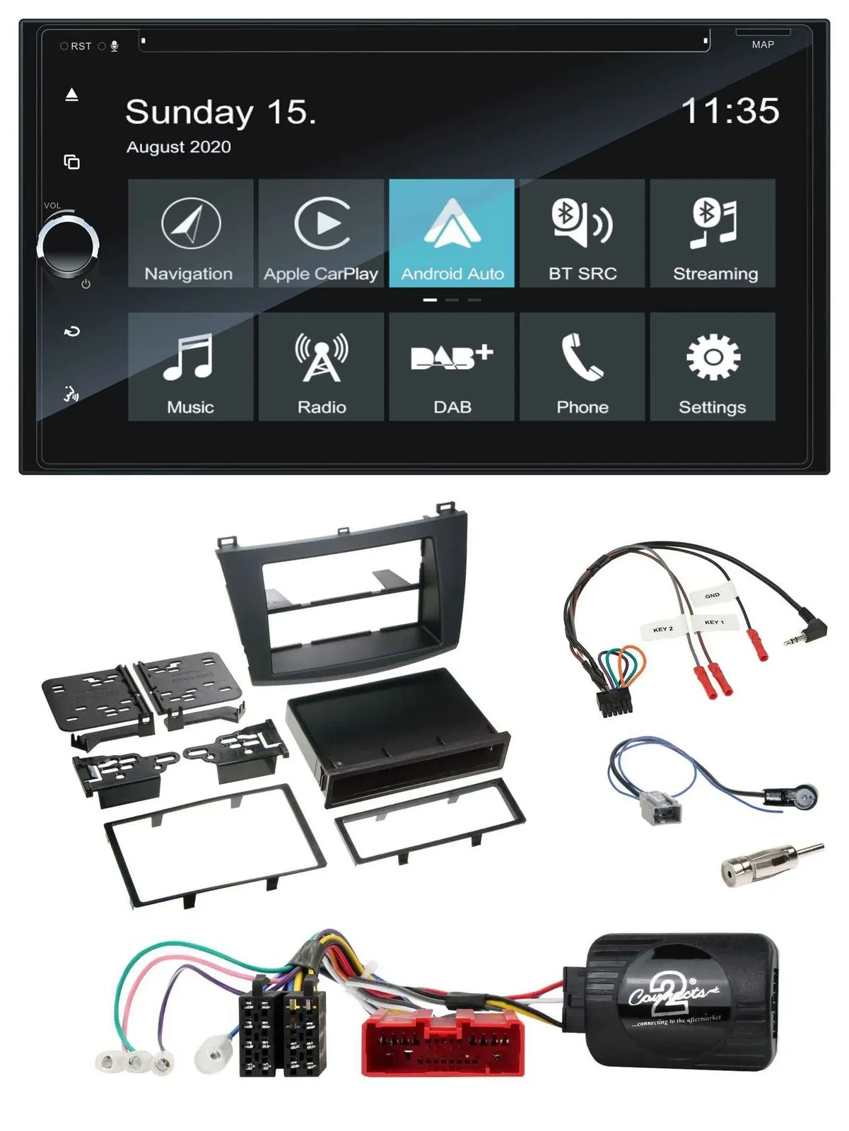 Blaupunkt 2DIN Lenkrad TMC Bluetooth USB DAB Navigation für Mazda 3 09-13 analog