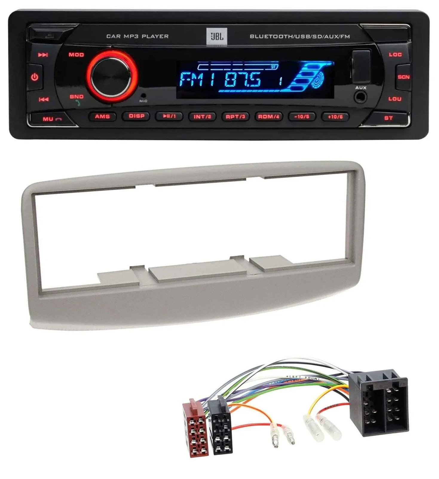JBL AUX MP3 USB Bluetooth SD Autoradio für Fiat Multipla 186 1999-2010 grau