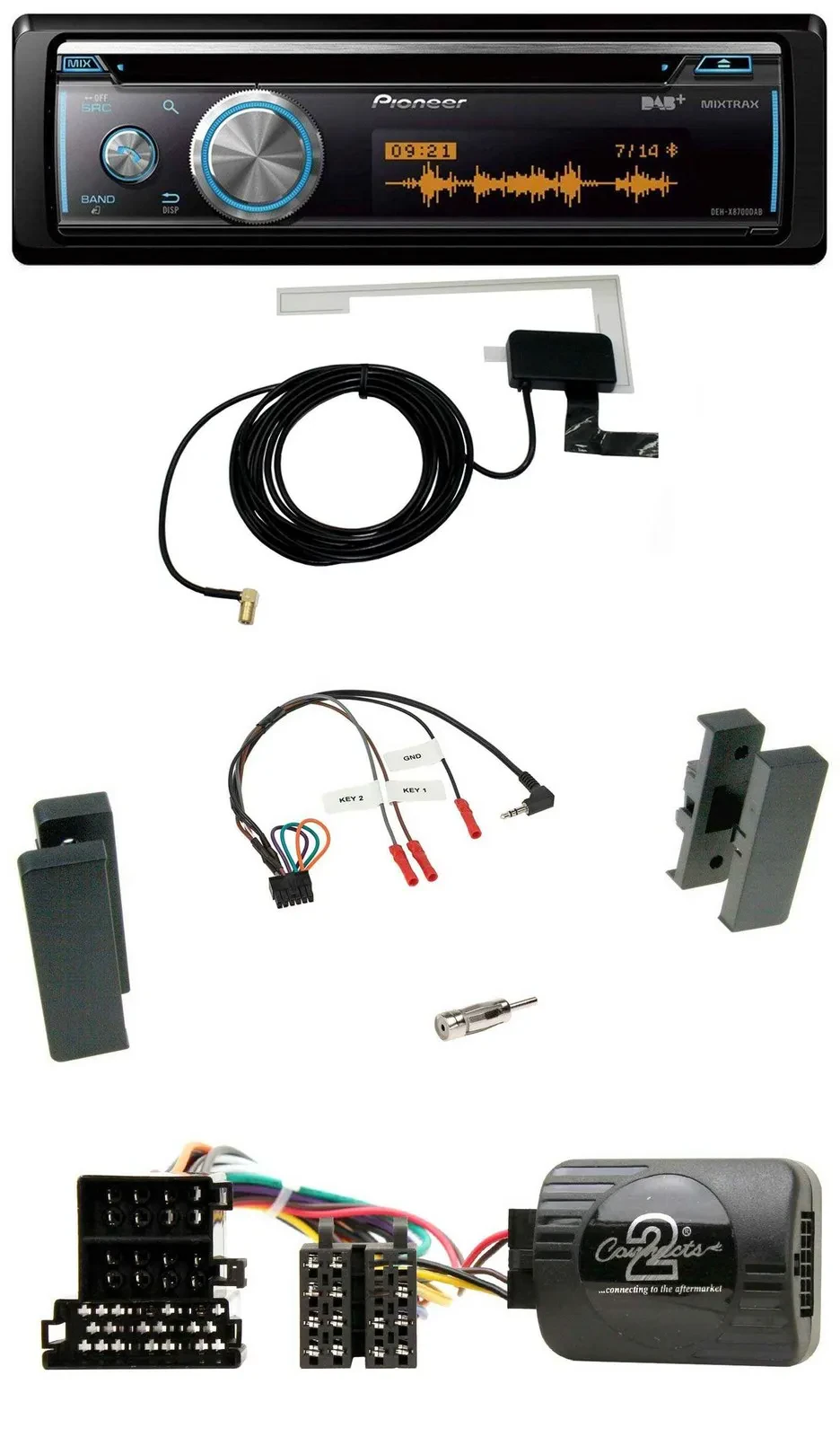 Автомагнитола Pioneer Bluetooth, DAB, USB, CD, поддержка управления на руле, совместима с Seat Leon 2002–2006 и Toledo