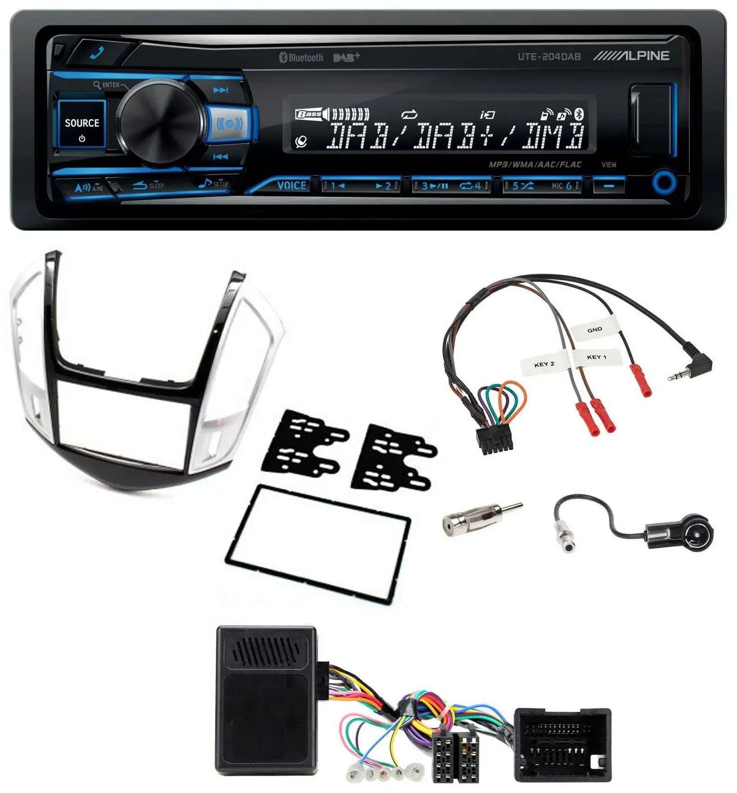 Alpine USB Bluetooth DAB Lenkrad Autoradio für Chevrolet Cruze 2011-2016 silber