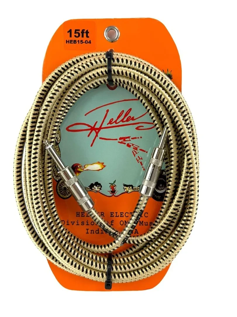 Henry Heller 15 Foot 1/4" Jack, Pro Instrument Cable - Gold and Black Tweed