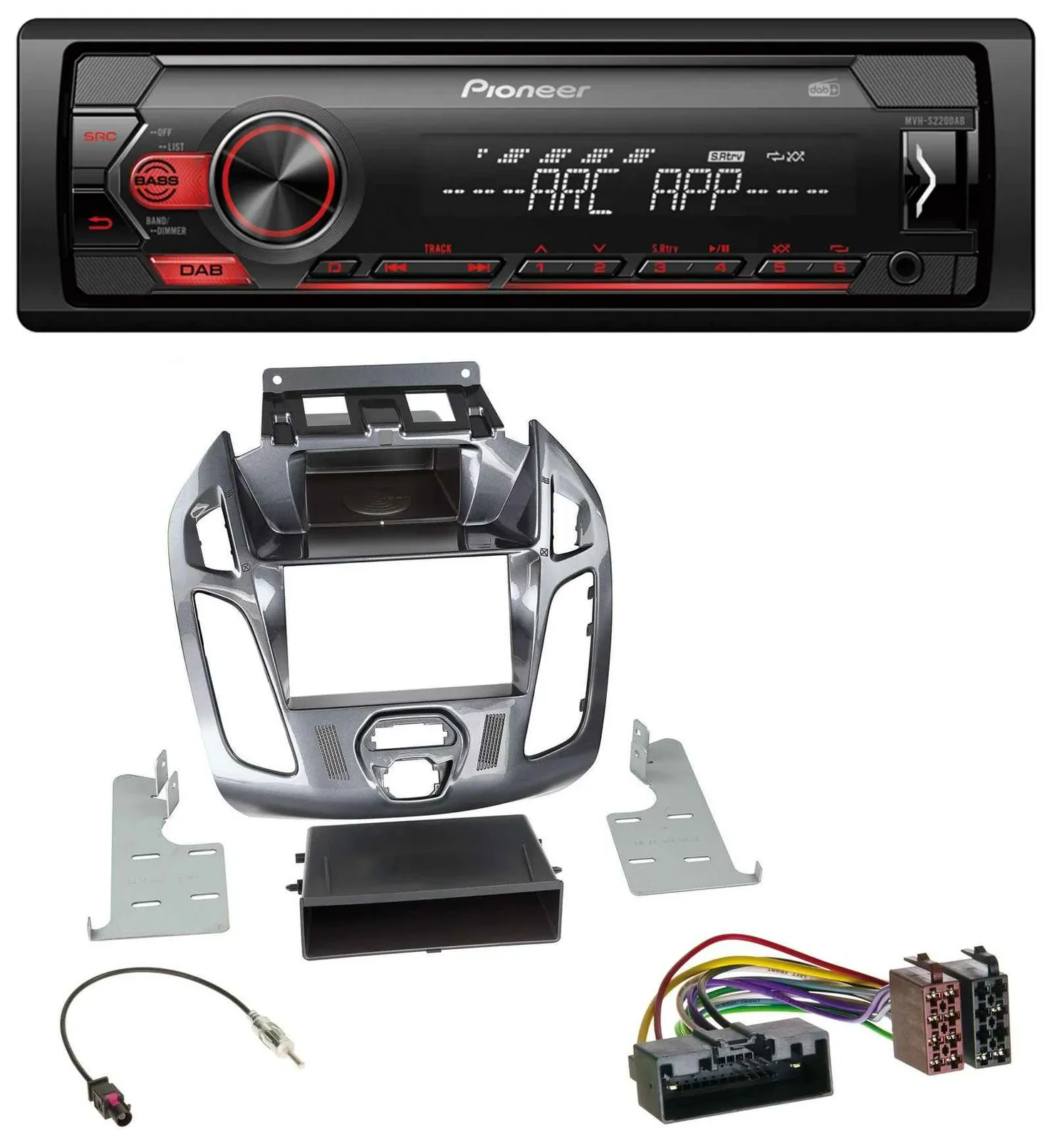 Автомагнитола Pioneer 1DIN, DAB, MP3, USB, AUX, для Ford Connect/Transit (2012–2018), без дисплея