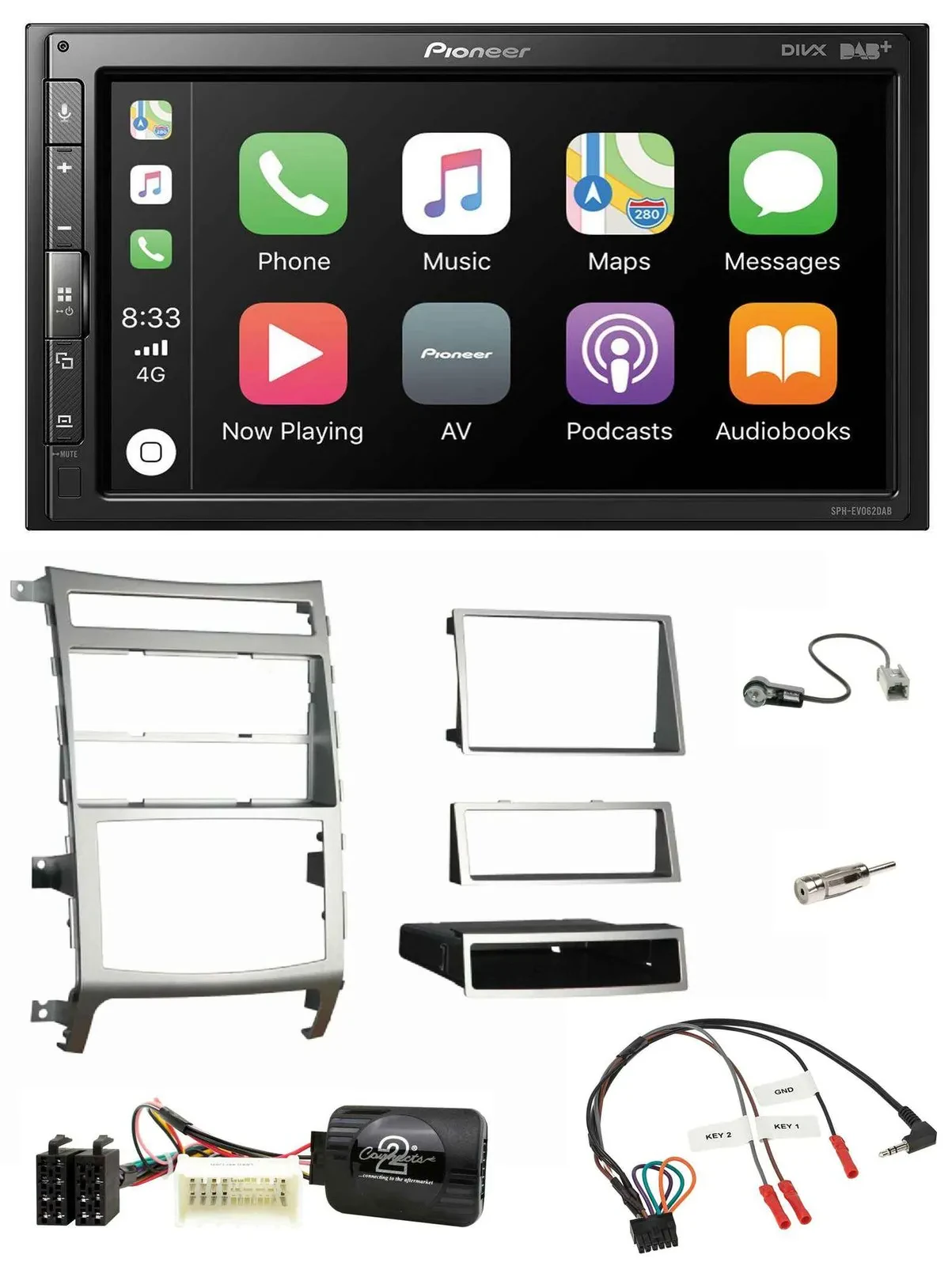 Pioneer USB Lenkrad DAB 2DIN Bluetooth Autoradio für Hyundai IX55 2009-2012 silb