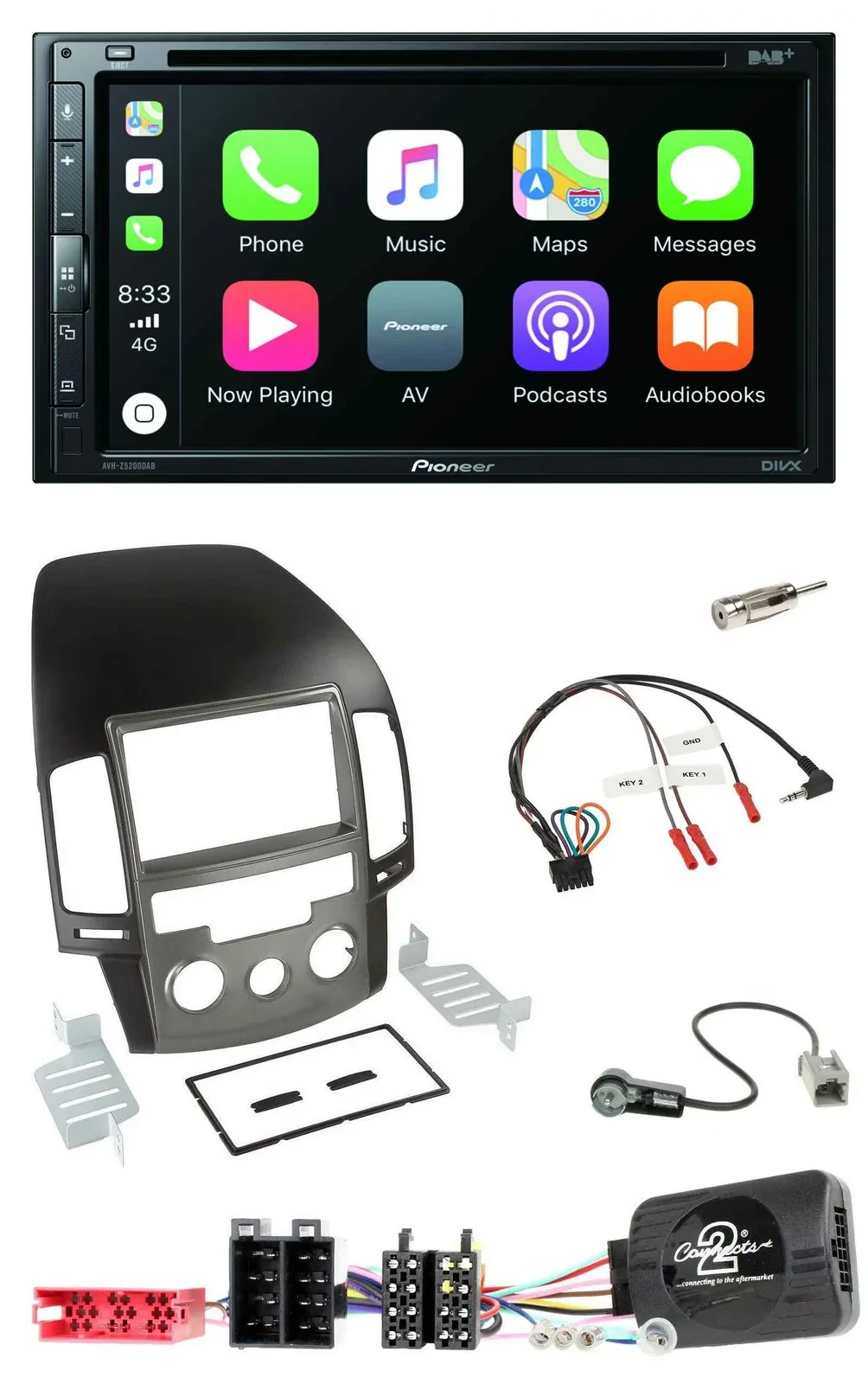 Pioneer DVD 2DIN Lenkrad DAB Bluetooth USB Autoradio für Hyundai i30 ab 2009