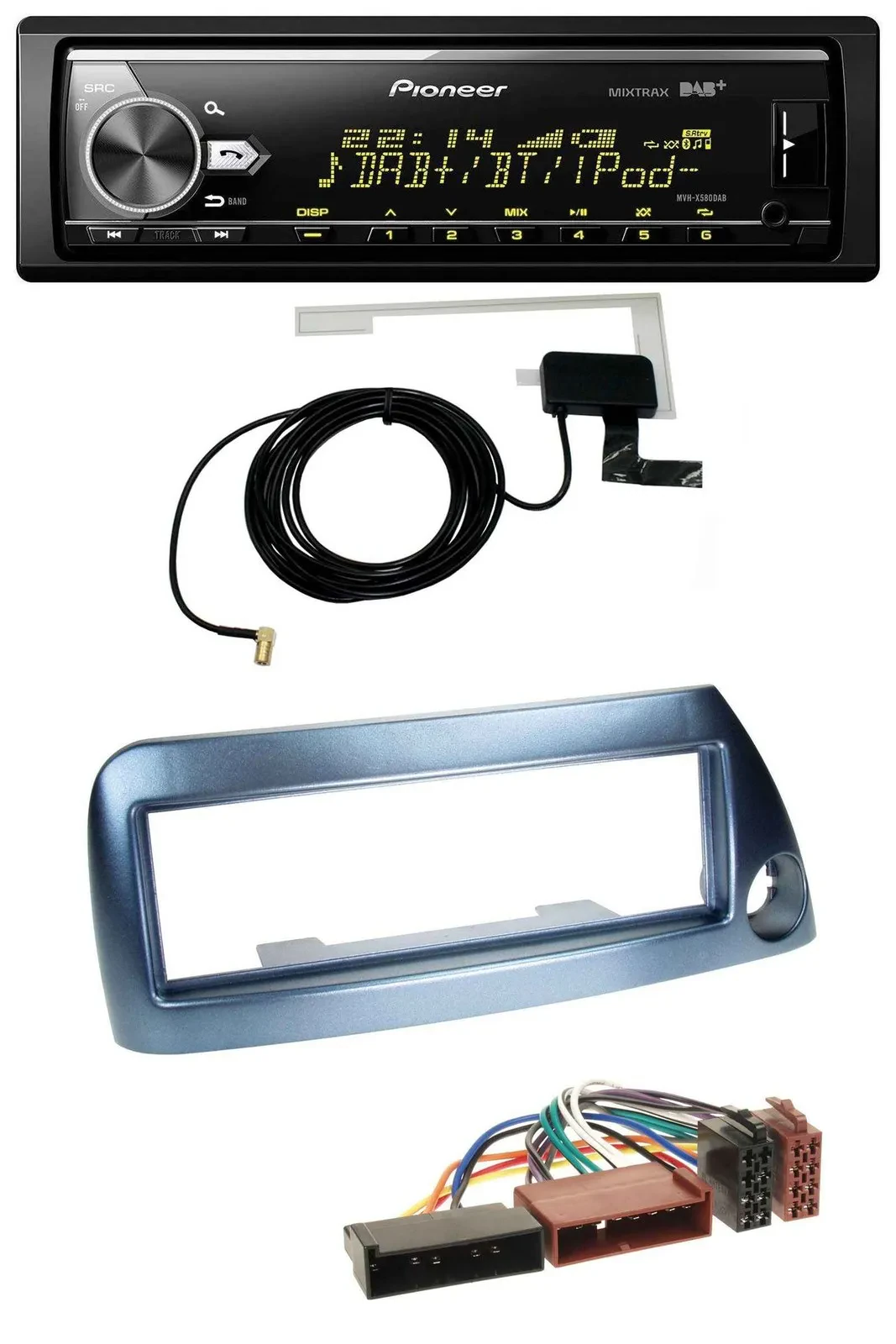 Pioneer Bluetooth DAB USB MP3 Autoradio für Ford Ka bis 2008 blau-metallic
