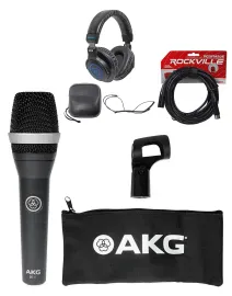 AKG D5 C Professional Dynamic Cardioid Vocal Microphone D5C Mic + Headphones