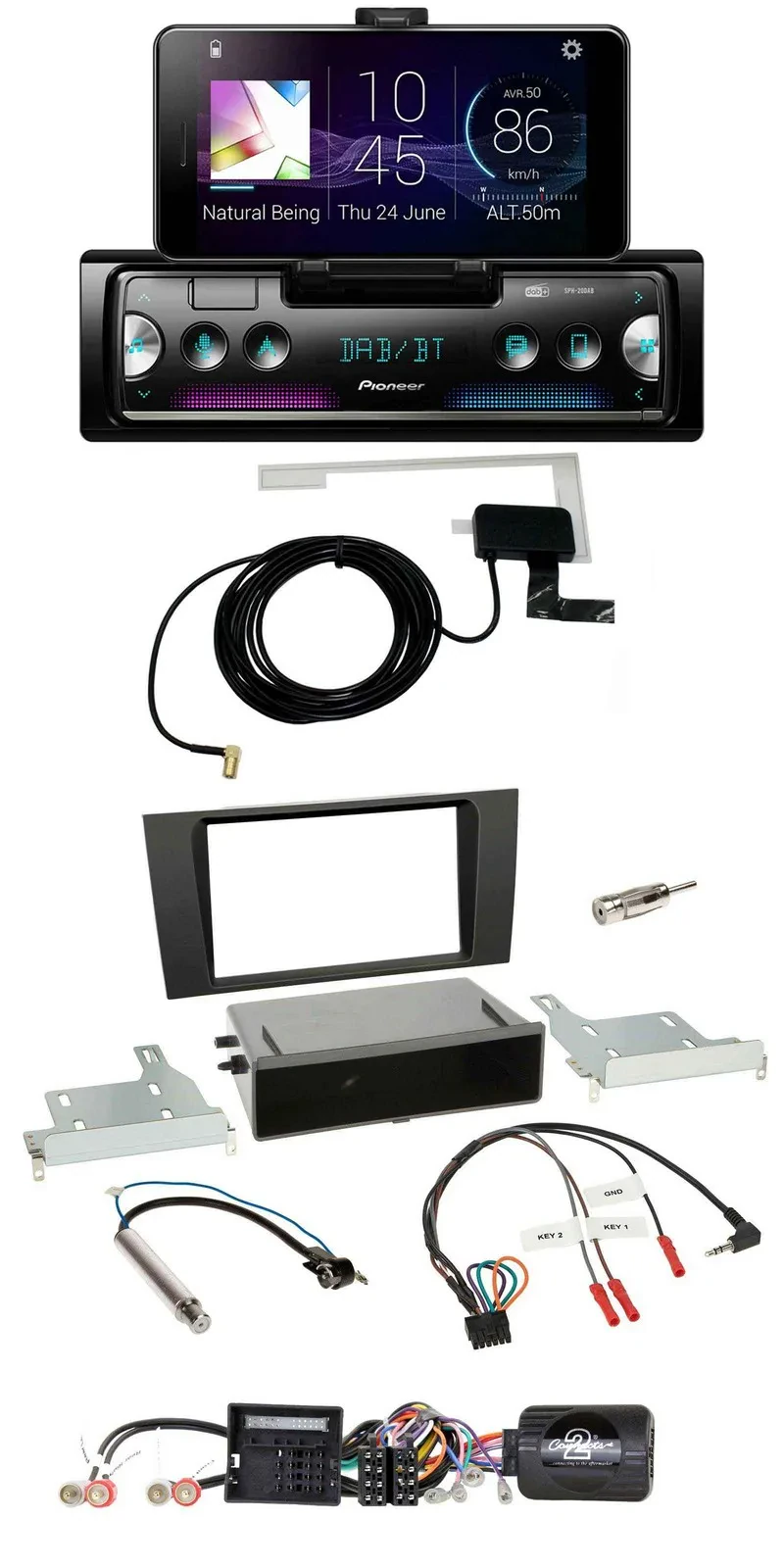 Автомагнитола для Audi A4 (2000–2001) Pioneer DAB, Bluetooth, USB, управление с руля