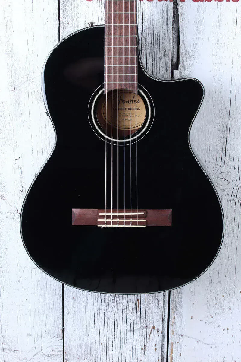 Fender CN-140SCE Nylon Thinline Concert Acoustic Electric Guitar Black with Case