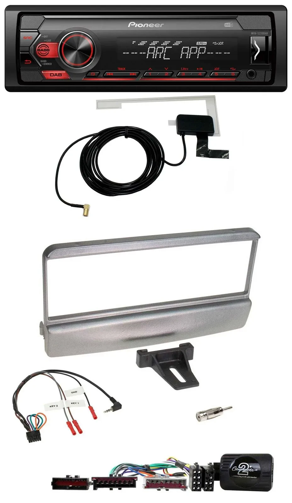 Pioneer 1DIN USB DAB MP3 Lenkrad Autoradio für Ford Escort Focus silber