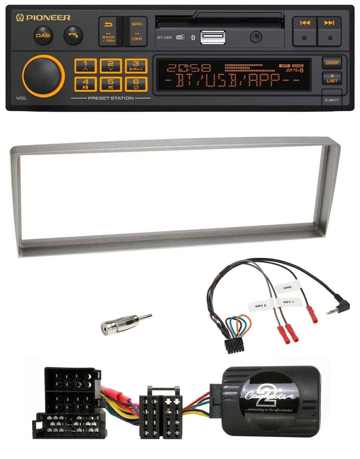 Pioneer DAB Lenkrad USB Bluetooth Autoradio für Alfa Romeo 156 ab 2003 silber