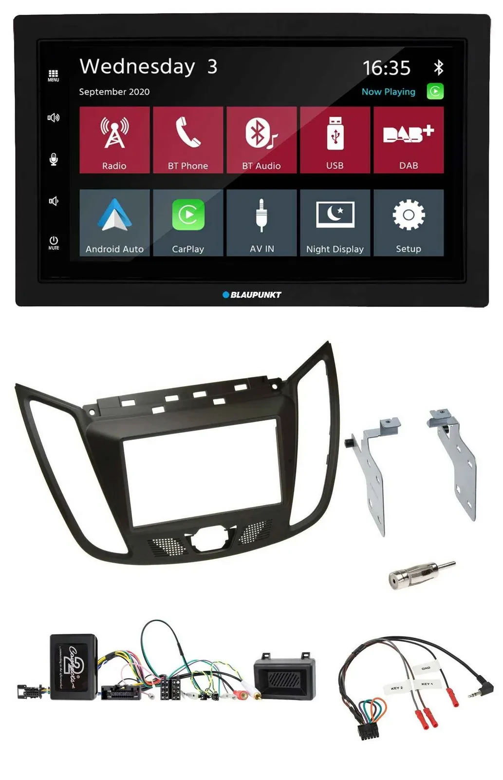 Blaupunkt DAB Bluetooth USB Lenkrad 2DIN Autoradio für Ford C-Max ab 11 braun