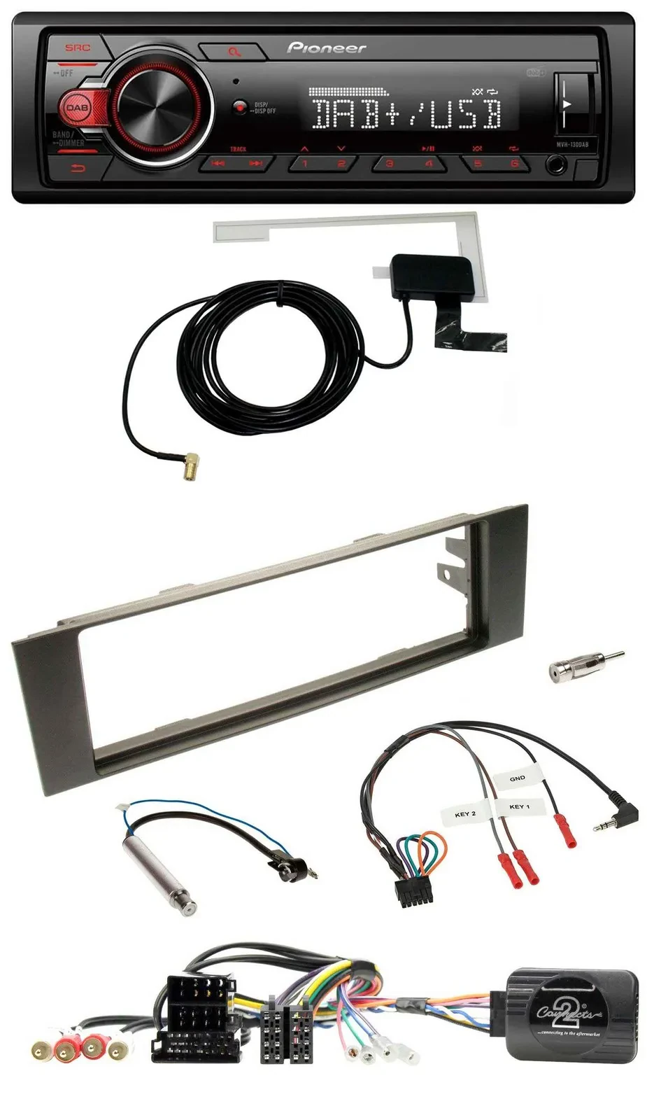 Автомагнитола для Audi A3 (2003–2006) Pioneer 1DIN MP3 DAB USB управление с руля