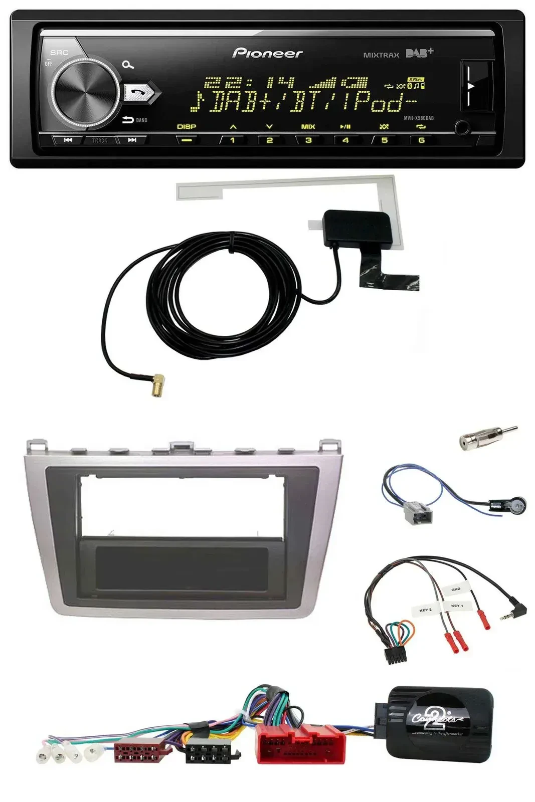 Автомагнитола Pioneer Bluetooth DAB USB для Mazda 6 (2008–2012), серебристо-чёрная
