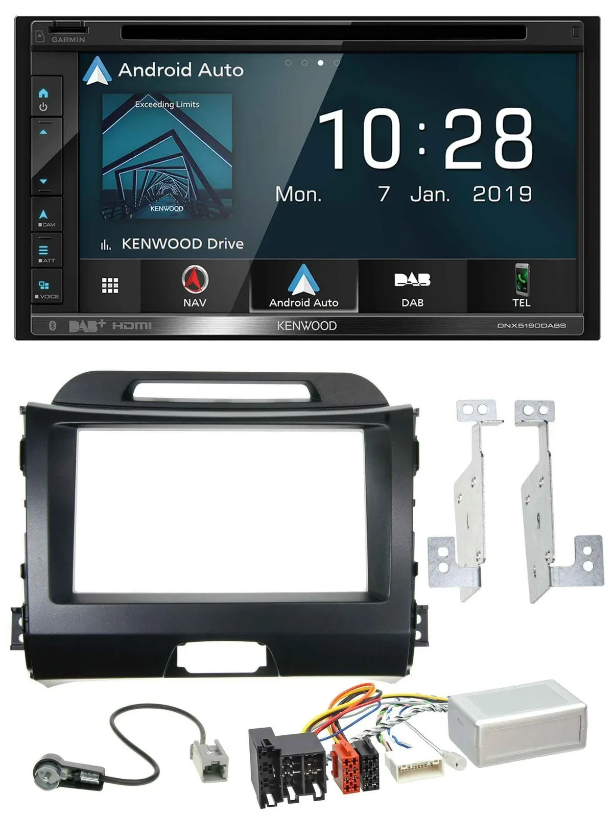 Автомагнитола для Kia Sportage 2010–2015 Kenwood 2-DIN DAB TMC USB Bluetooth Навигация, поддержка кнопок на руле