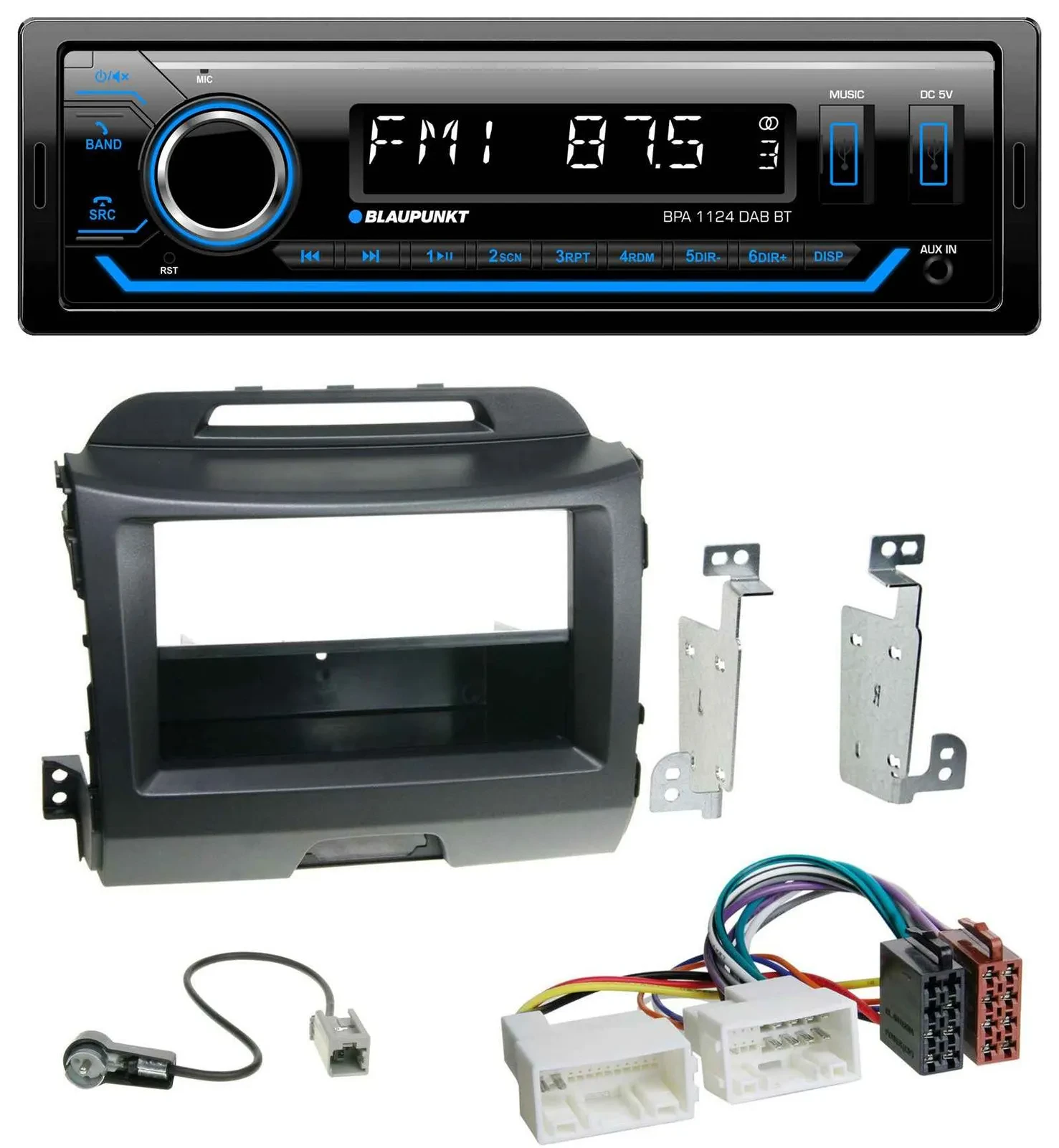 Blaupunkt Bluetooth USB DAB MP3 Autoradio für Kia Sportage 3 SL 10-15 schwarz