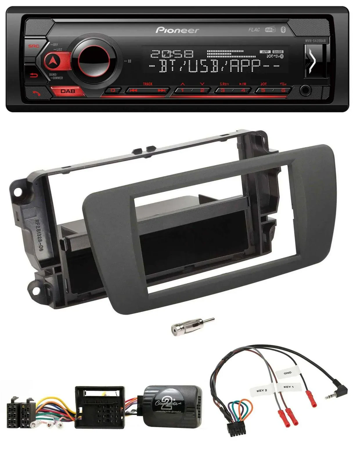 Pioneer Lenkrad USB DAB Bluetooth Autoradio für Seat Ibiza tuam grey