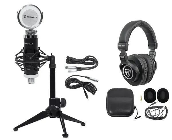 Rockville PC Gaming Streaming Twitch Bundle w/RCM03 Microphone+Headphones+Tripod