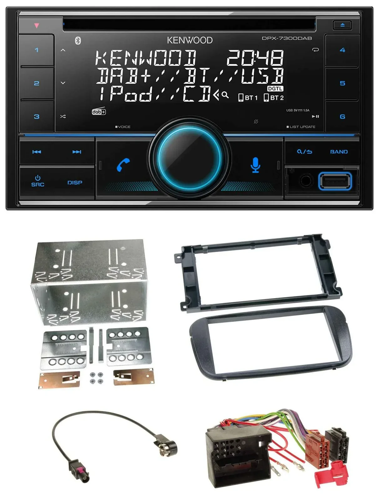 Автомагнитола Kenwood CD 2DIN, DAB, USB, MP3, Bluetooth, для Ford S-Max/Mondeo (с 2007)
